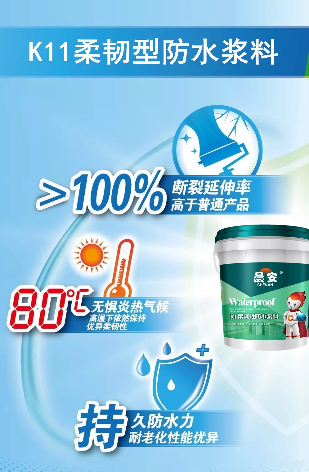 晨安柔韌型K11防水漿料